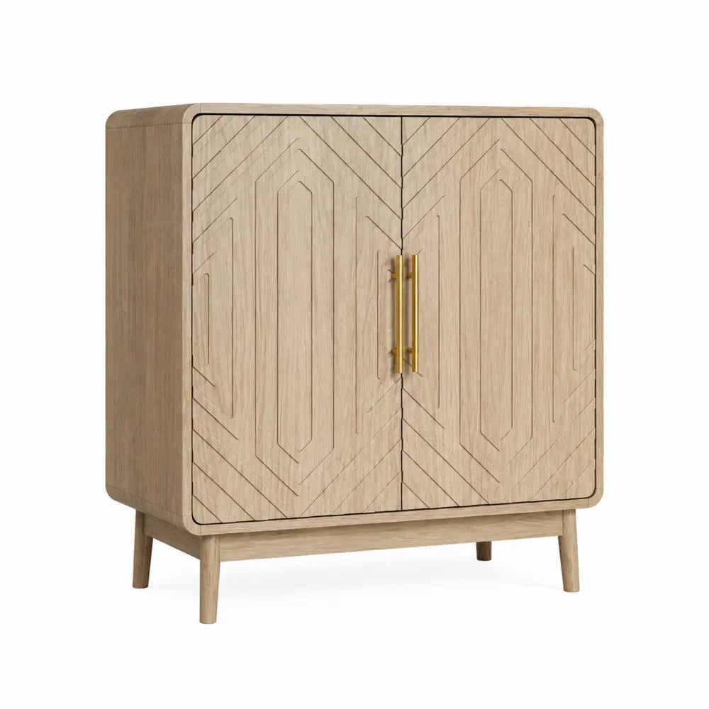 Sideboard aus Eichenholz mit goldfarbenen Griffen 100x40x120cm