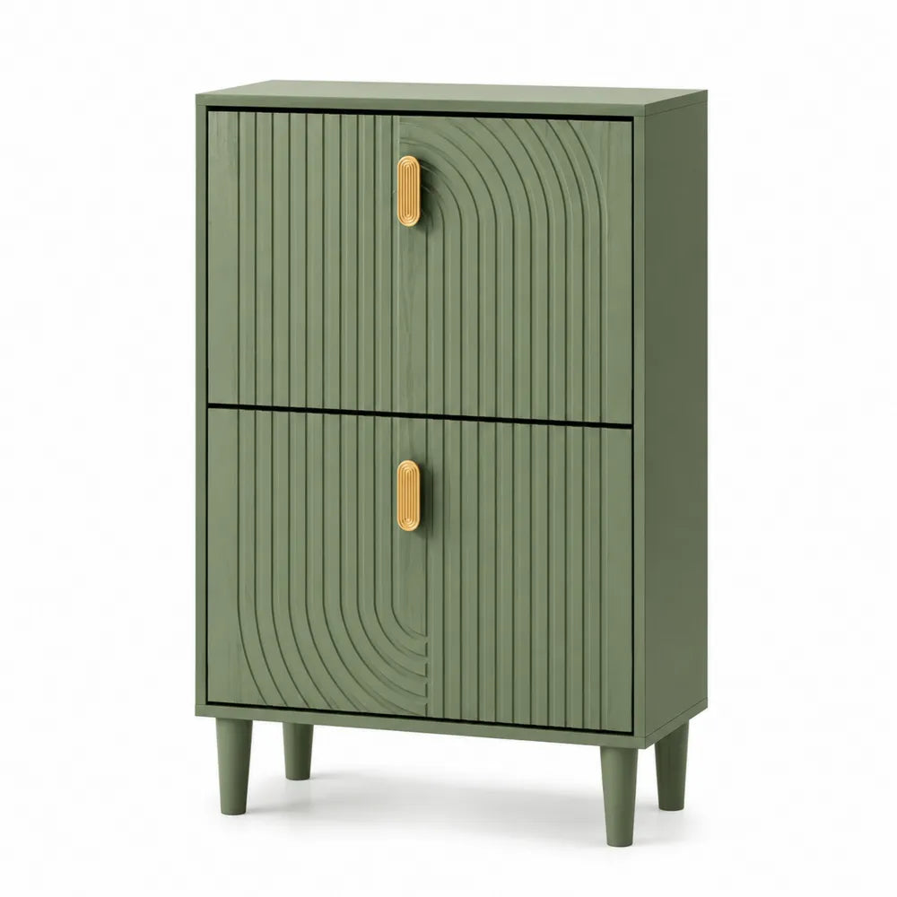 Schuhschrank aus MDF Holz Grün mit 2 Türen