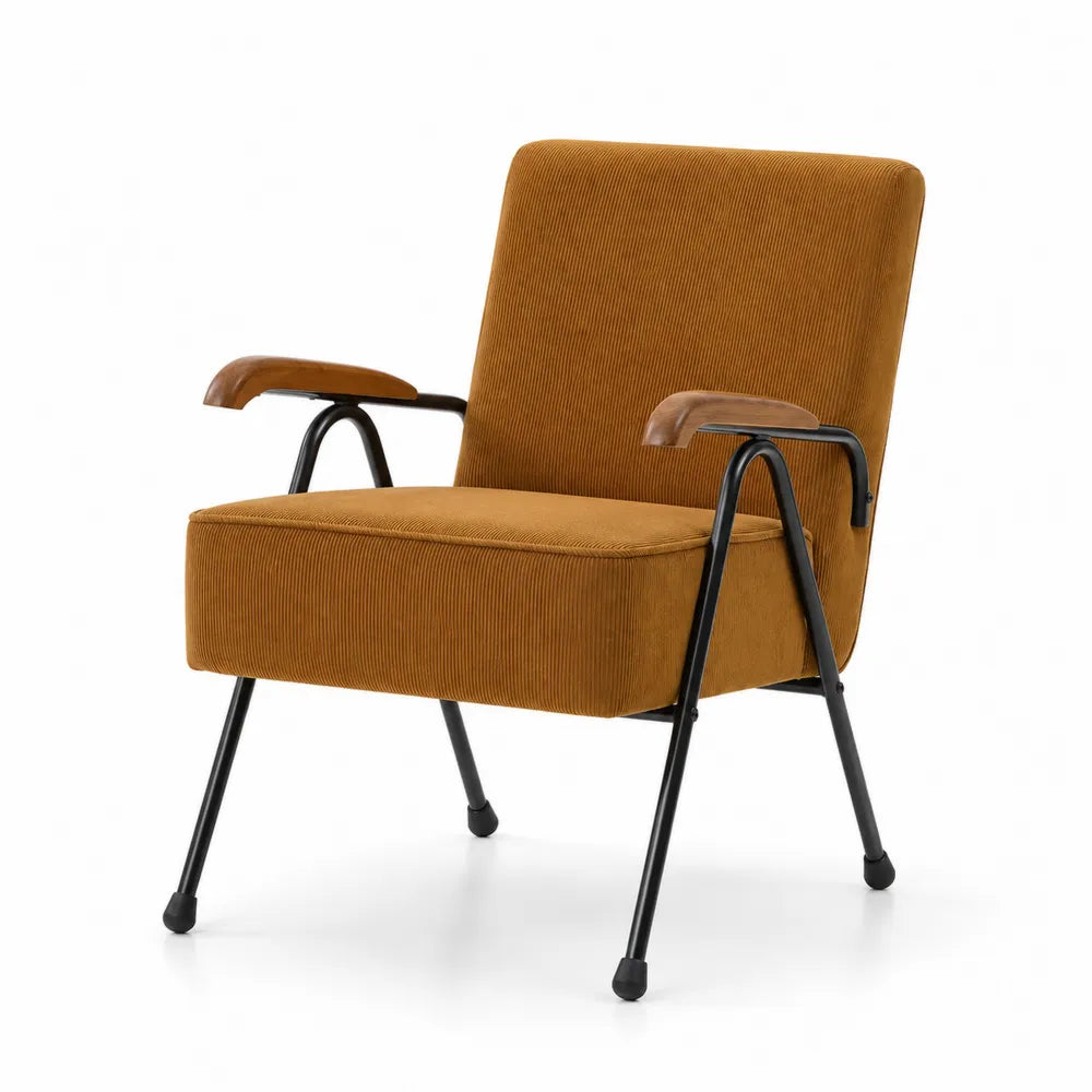 Sessel mit Cordstoff und Metallrahmen, Braun