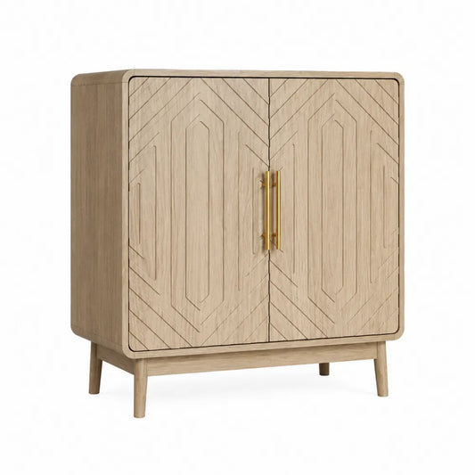 Sideboard aus Eichenholz mit goldfarbenen Griffen 100x40x120cm