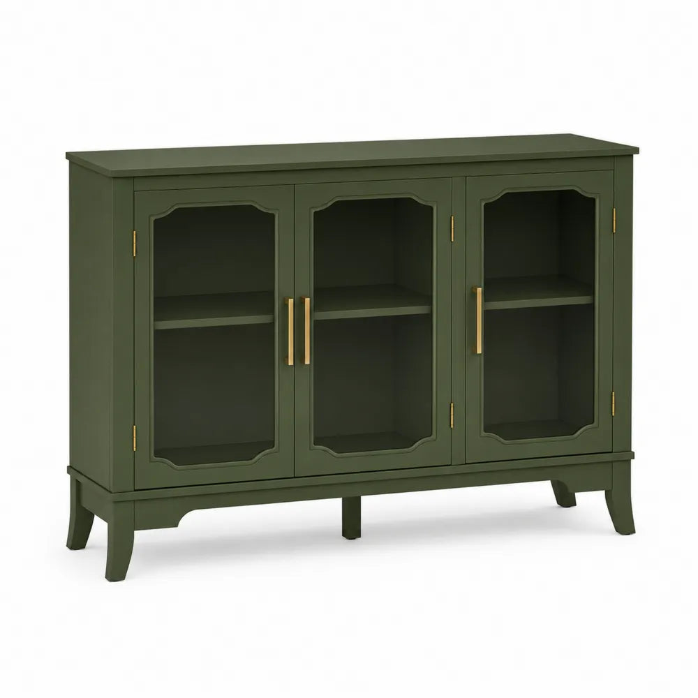 Sideboard mit Glastüren in Schwarzgrün MDF 120x40x80 cm
