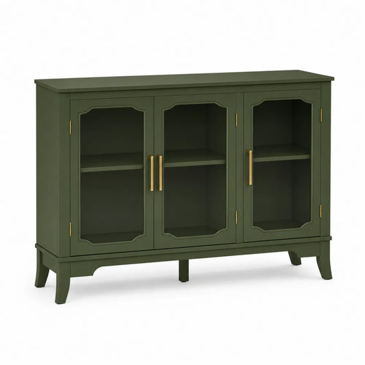 Sideboard mit Glastüren in Schwarzgrün MDF 120x40x80 cm