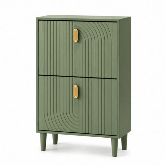 Schuhschrank aus MDF Holz Grün mit 2 Türen