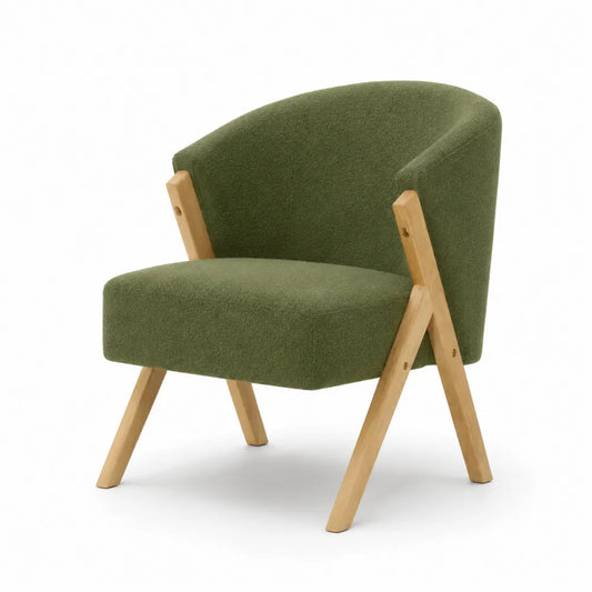 Grüner Polstersessel aus Holz